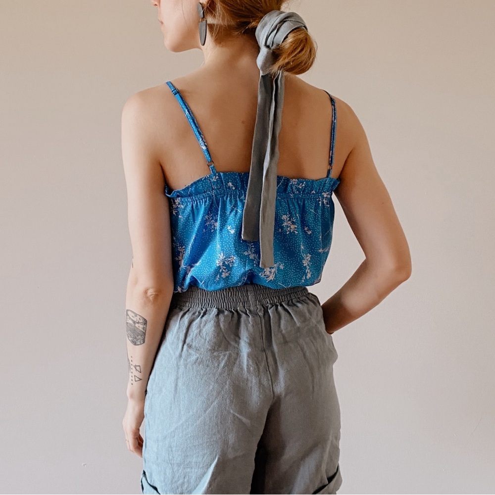 Abound Blue Floral Sleeveless Top - XXS